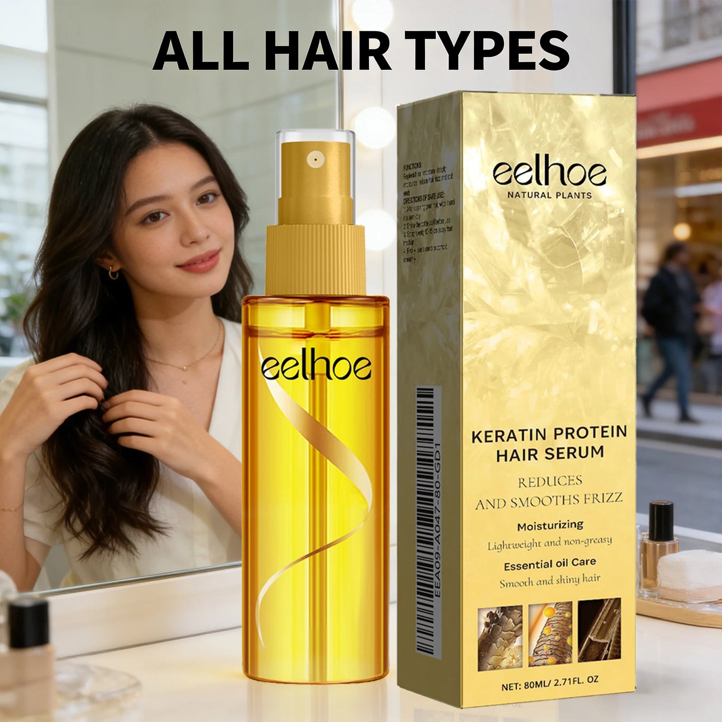 Keratin Protein Hair Serum Nourishing Repairing Damaged Hair Improve Gloss Reduce Hair Frizz Refreshing Hairdressing Oil Essence Peaceful Pleasures Health and Wellness