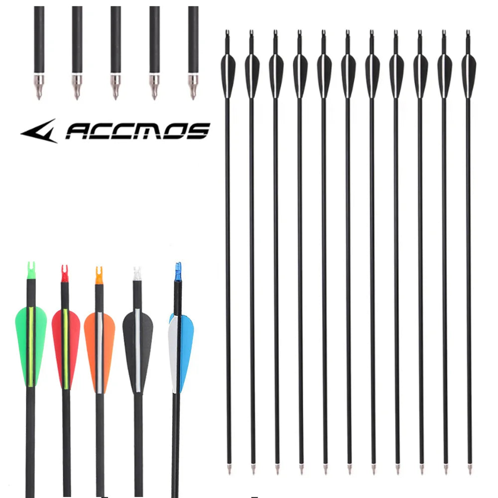 6 12 Archery Hunting Mixed Carbon Arrows Sp500 Replaceable Arrowhead