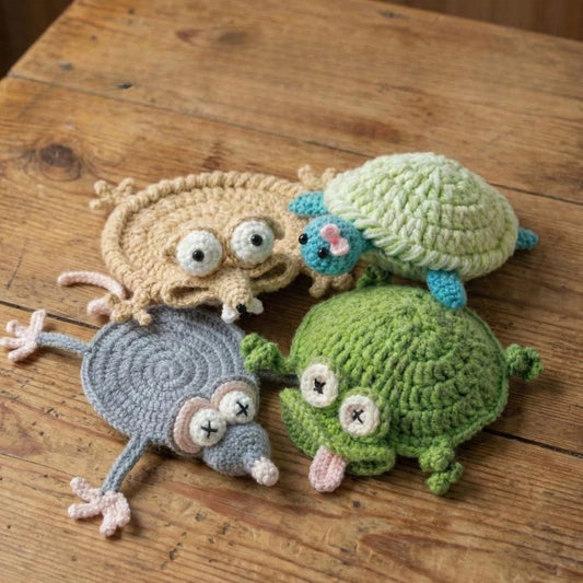 Cartoon Crochet Squirrel Coasters Heat Resistant Funny Crochet Coasters Woven Handmade Coasters Peaceful Pleasures Health and Wellness