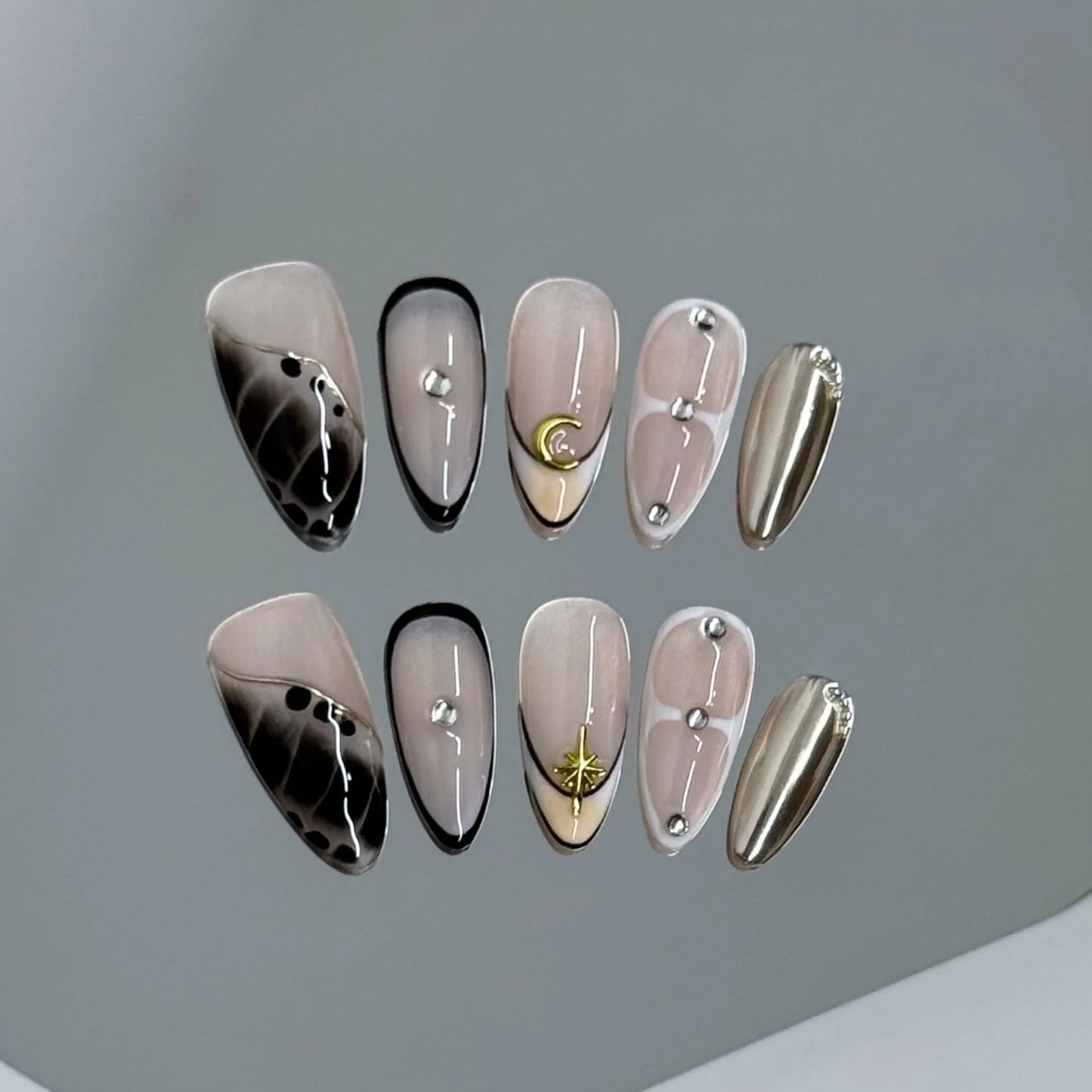 10pcs Handmade Y2k Almond Press on Nails Sweet Cool Crocodile Print Fake Nail Tips Wearable Summer Spice Girl French False Nails Peaceful Pleasures Health and Wellness