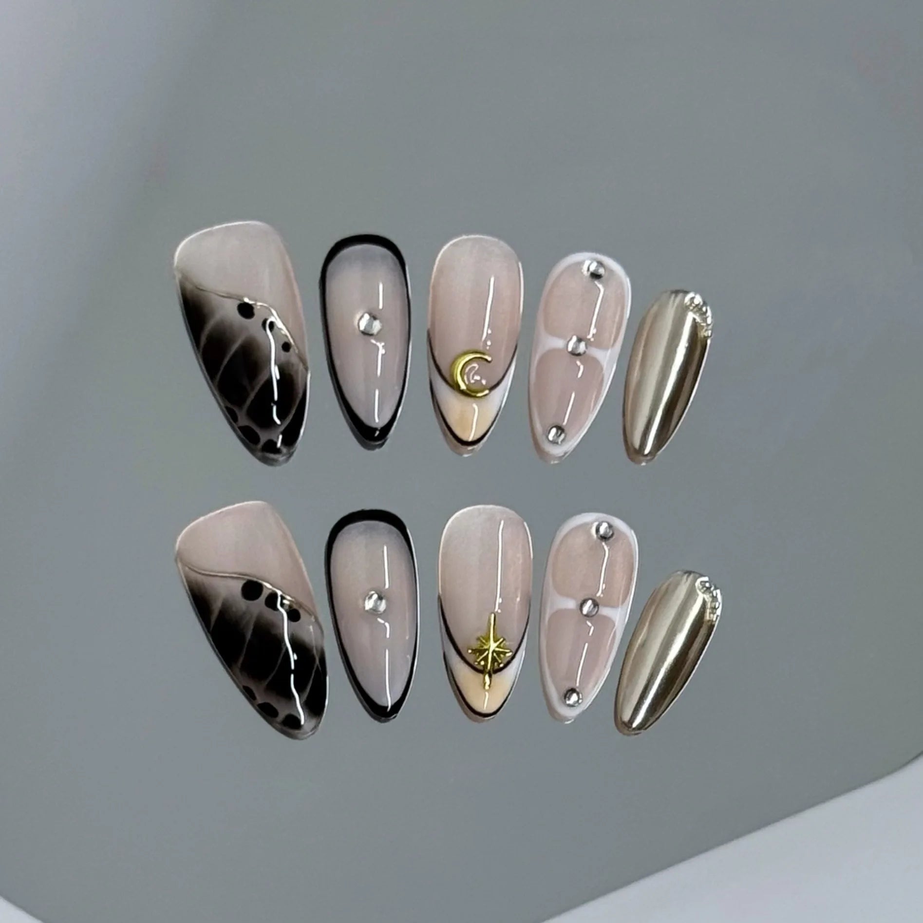 10pcs Handmade Y2k Almond Press on Nails Sweet Cool Crocodile Print Fake Nail Tips Wearable Summer Spice Girl French False Nails Peaceful Pleasures Health and Wellness