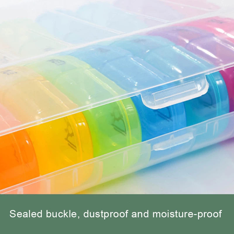 Weekly 7 Days Pill Organizer Portable Medicine Tablet Organizer Storage Boxes First Aid Kit Compartment Pills Case Container Peaceful Pleasures Health and Wellness