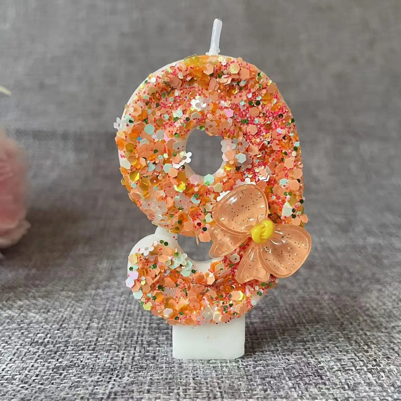 Birthday Candle Bow Orange Creative Ceremony Surprise Digital Decoration Candle Flower Style Peaceful Pleasures Health and Wellness G