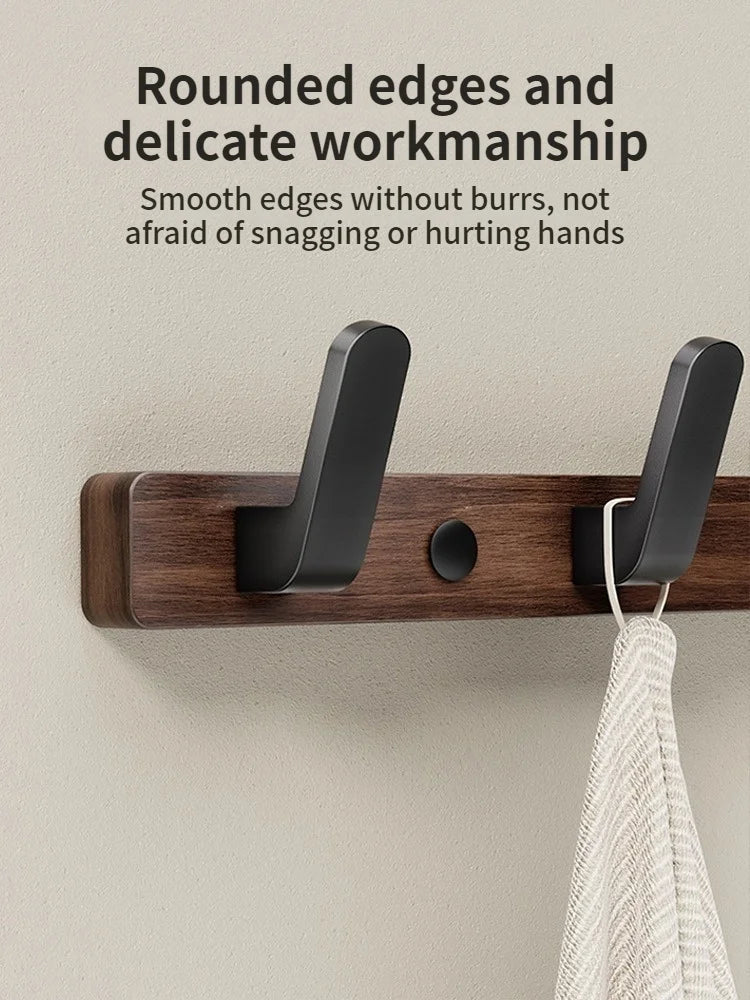 Wood & Aluminum Wall Hook Rack | Towel, Coat & Kitchen Hanger