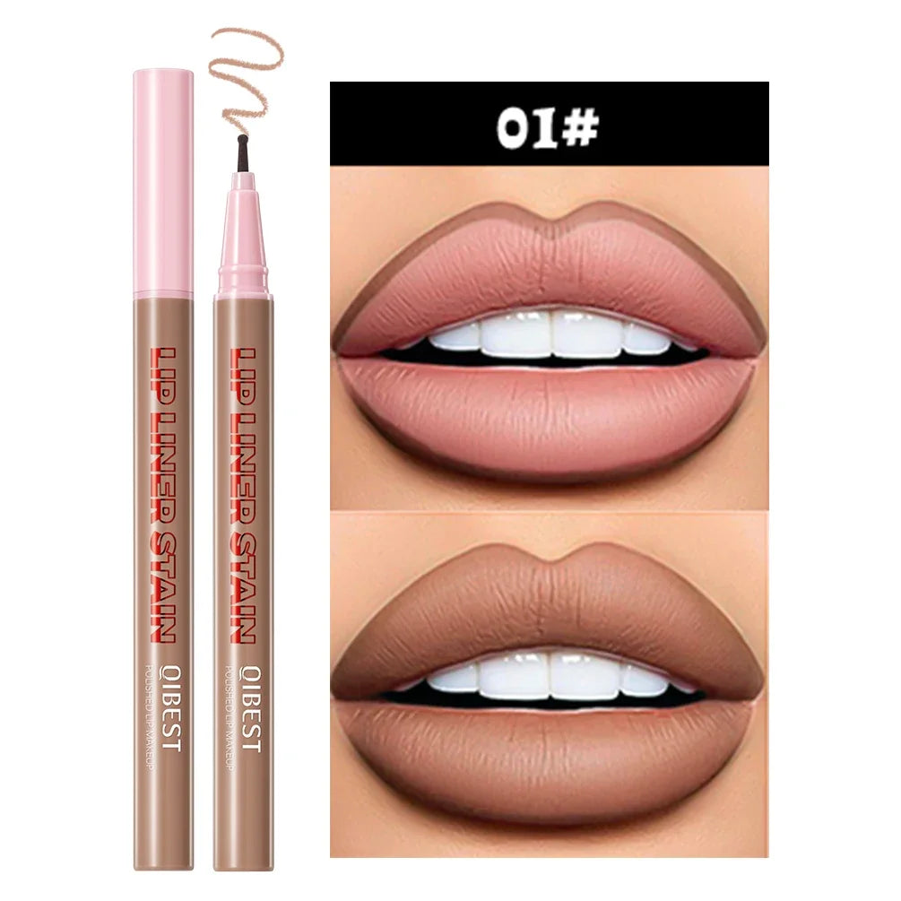 QIBEST Matte Lip Liner Waterproof Sweatproof Multi-color Correcting Liquid Lipstick Pen Brown Lipliner Cosmetics For Women Peaceful Pleasures Health and Wellness 01