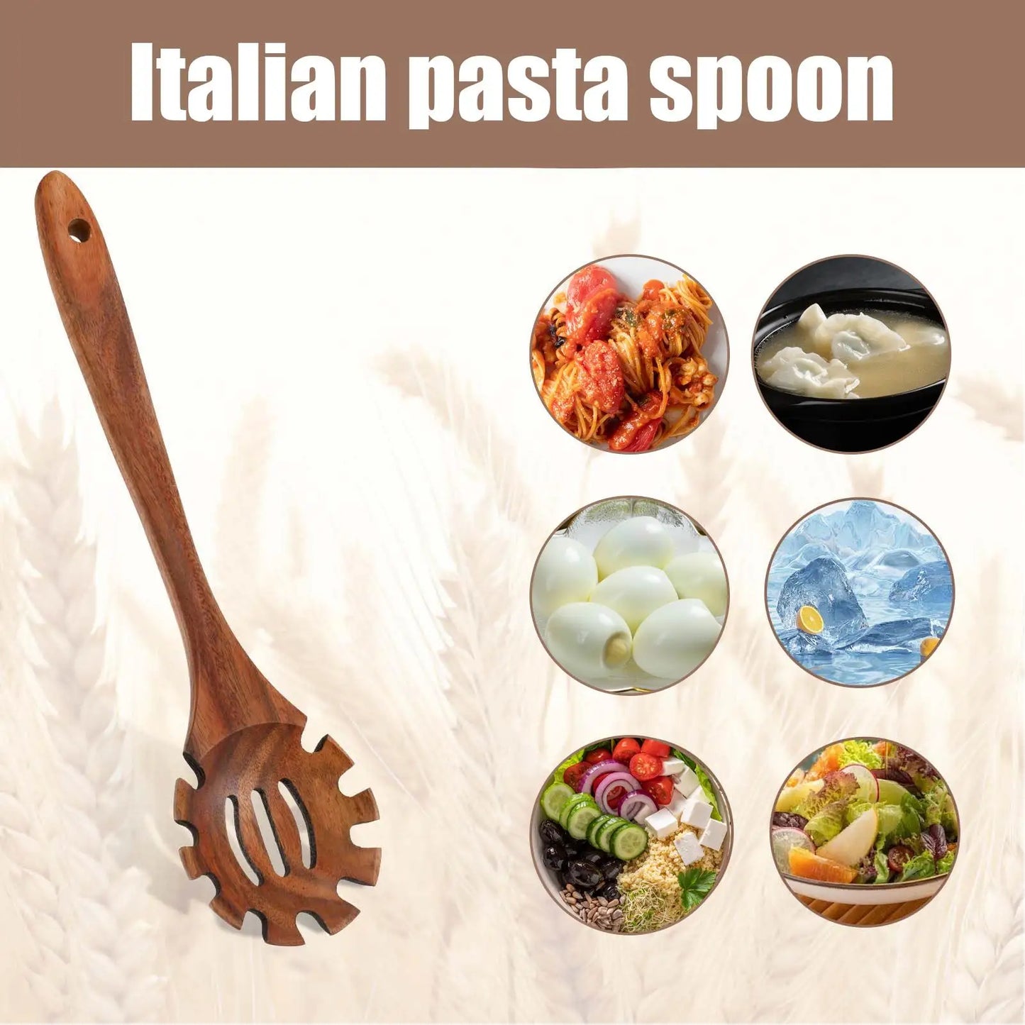 Wooden Pasta Fork & Spaghetti Server Spoon | Kitchen Tool