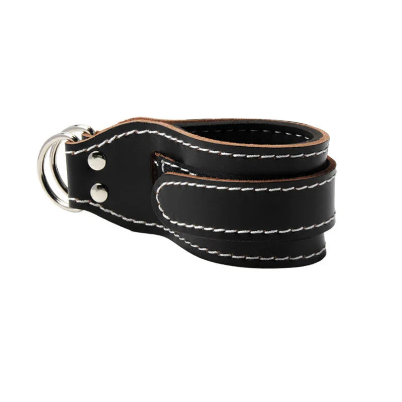 Cowhide Leather Ankle Straps – Adjustable D-Ring Gym Cuffs