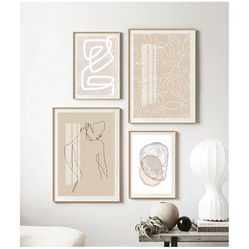 Green Plant Abstract Canvas Wall Art | Nordic Vintage Poster