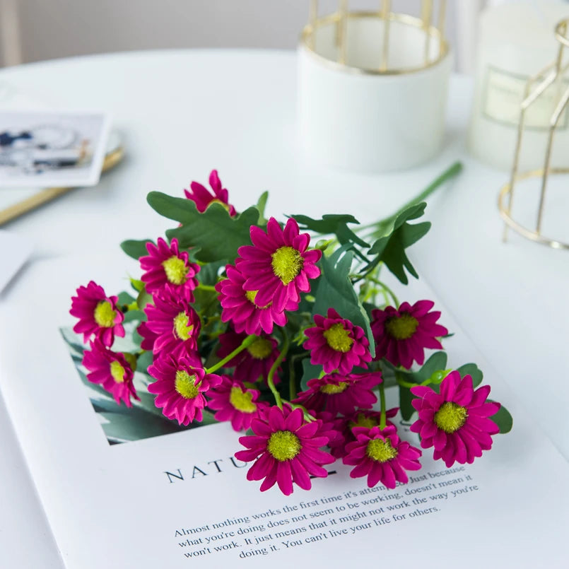 21-Head Silk Daisy Bouquet | Artificial Flowers Home & Wedding