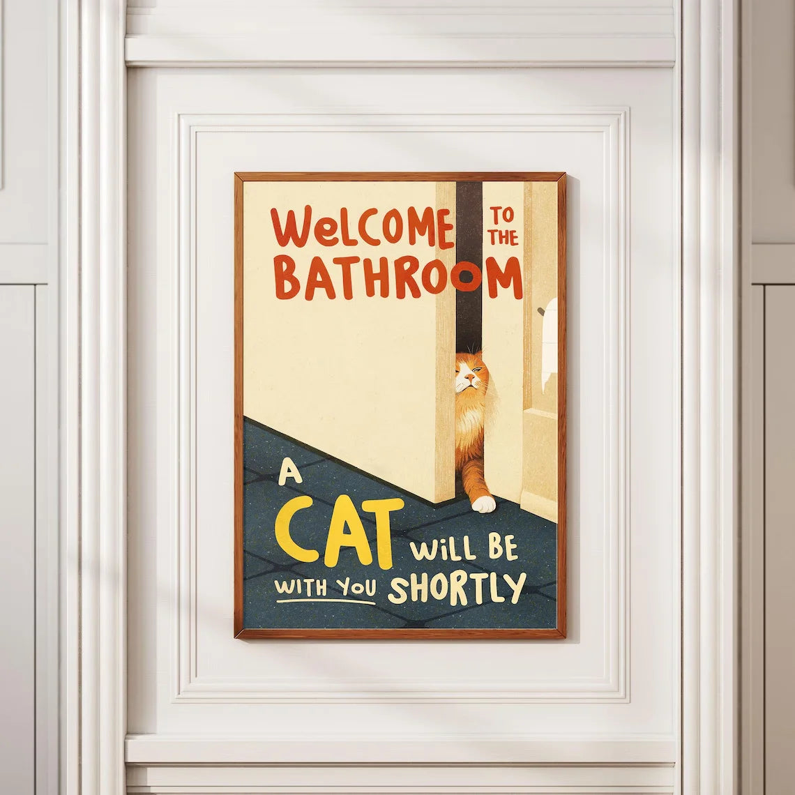 Funny Cat Bathroom Canvas Wall Art Print – Cat Lover Gift Canvas Wall Art Print Peaceful Pleasures Health and Wellness