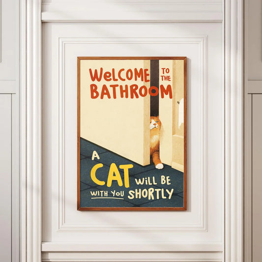 Funny Cat Bathroom Canvas Wall Art Print – Cat Lover Gift Canvas Wall Art Print Peaceful Pleasures Health and Wellness