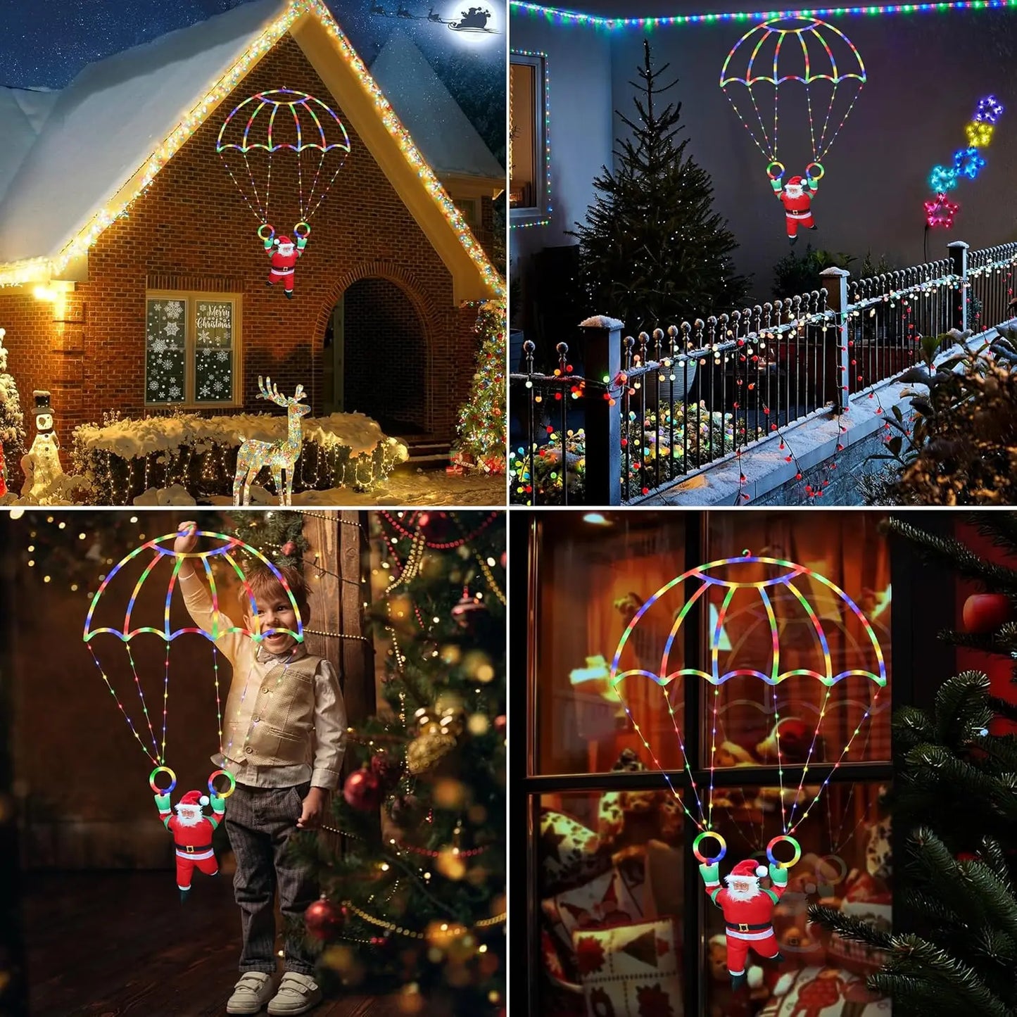 Santa Claus Parachute Christmas Lights | Indoor & Outdoor
