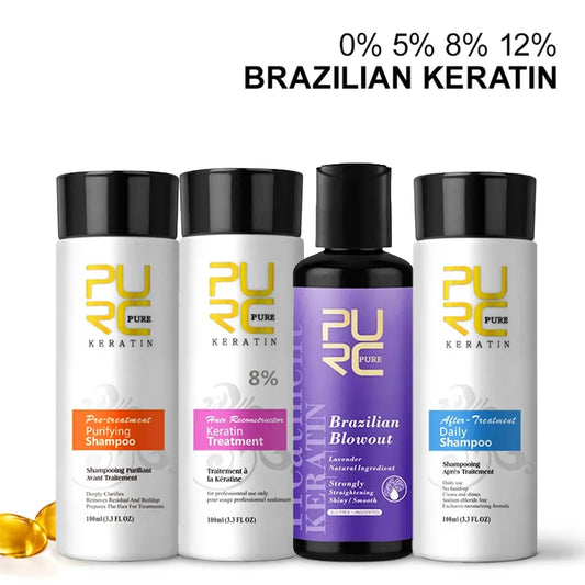 PURC Keratin Treatment Shampoo Conditioner Hair Straightening Products Smoothing Repairing Hair Mask Curly Hair Straighten Care Peaceful Pleasures Health and Wellness