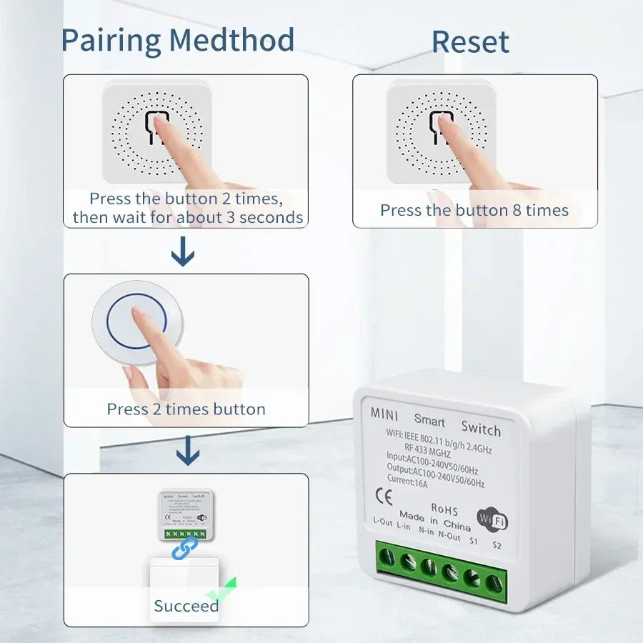 16A Tuya WiFi Smart Switch Alexa Google Assistant Voice Control Intelligent Switch Receiver RF433Mhz Wireless Push Button Remote Peaceful Pleasures Health and Wellness