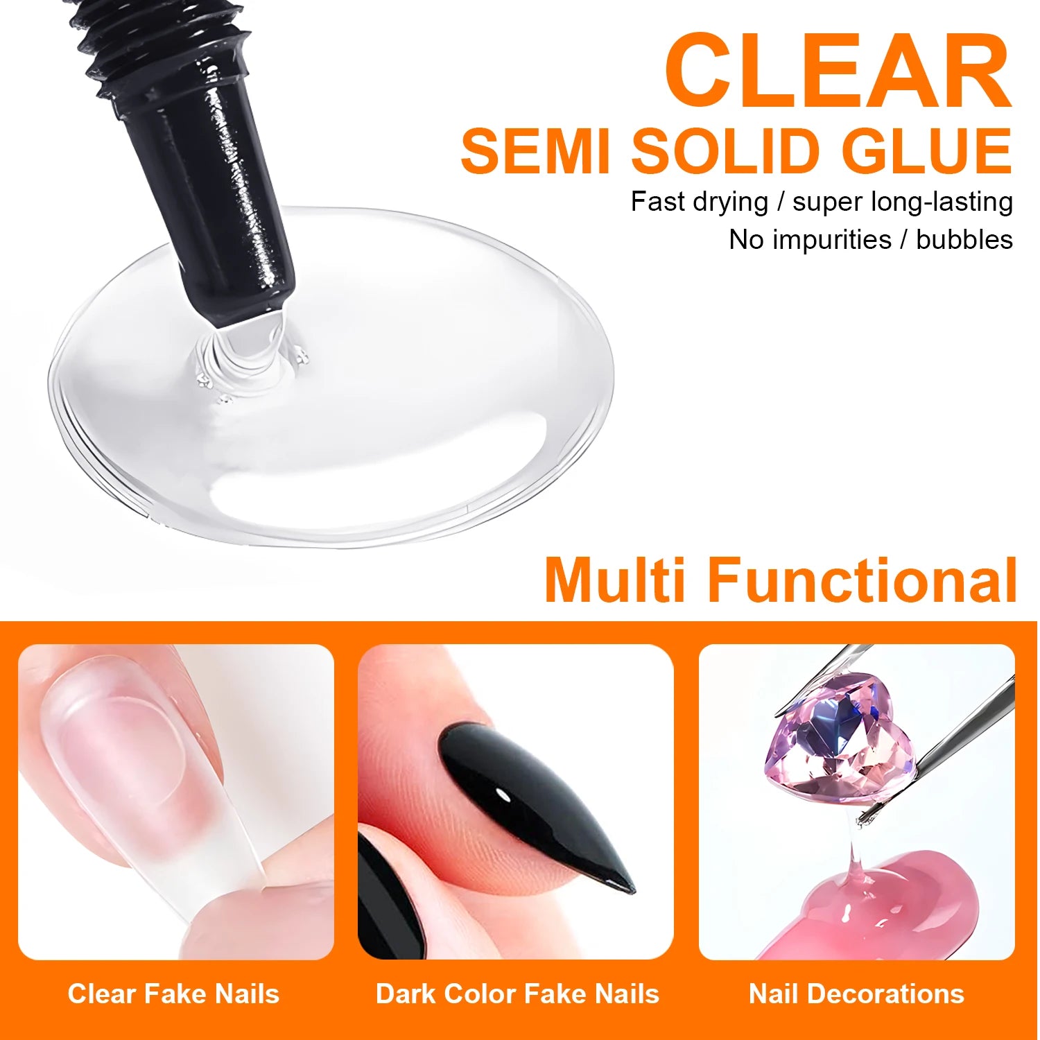 TWOING Quick-Dry Semi-Solid Nail Glue, Strong Adhesive for Press-On Nails, False Tips & Rhinestones, Waterproof, No UV Lamp Peaceful Pleasures Health and Wellness