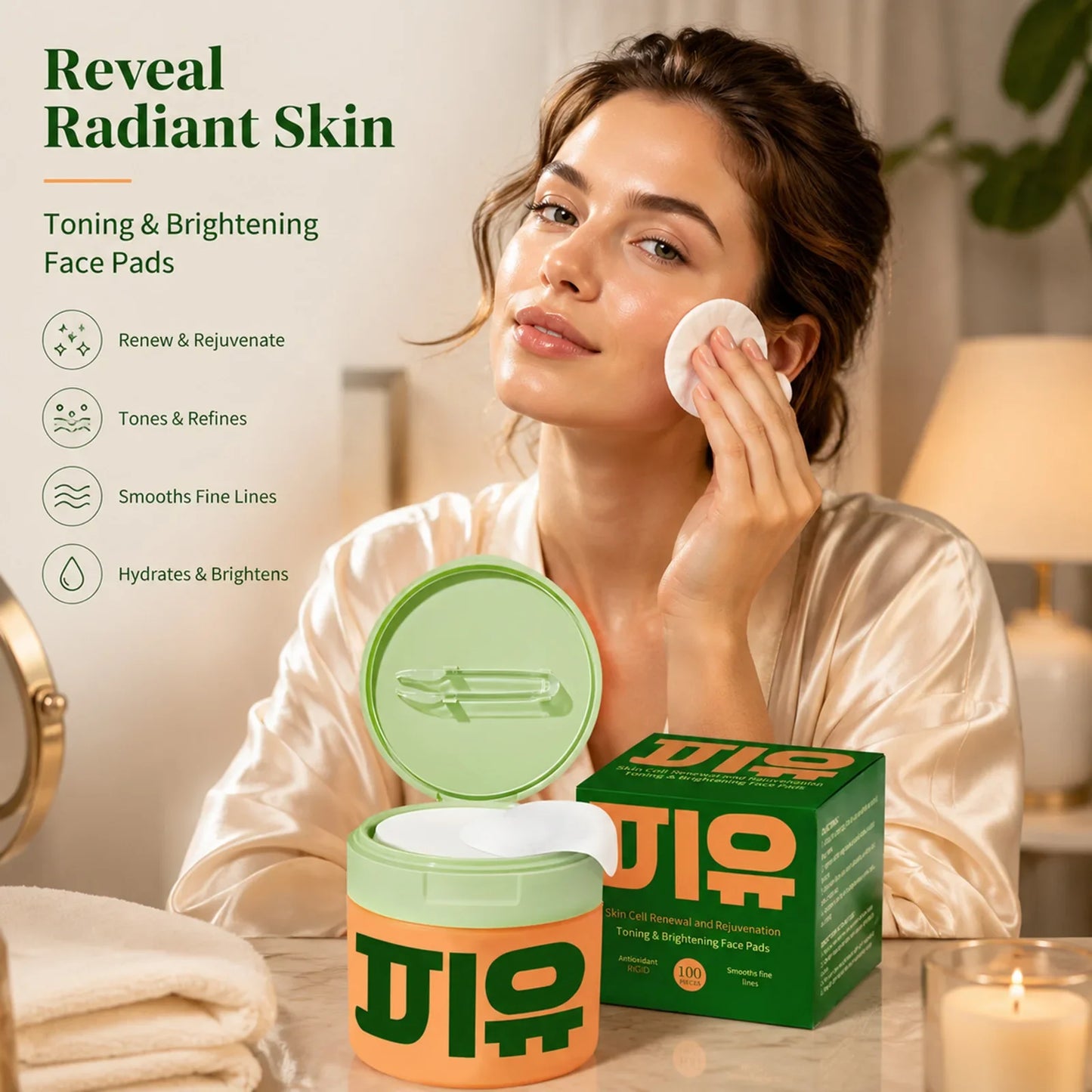 100-Piece Centella Face Pads – Brightening & Hydrating Serum