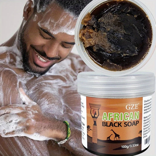 African Black Soap 3-in-1 Face, Hair & Body Cleanser – 100g Handmade Bar Soap Oasis Select