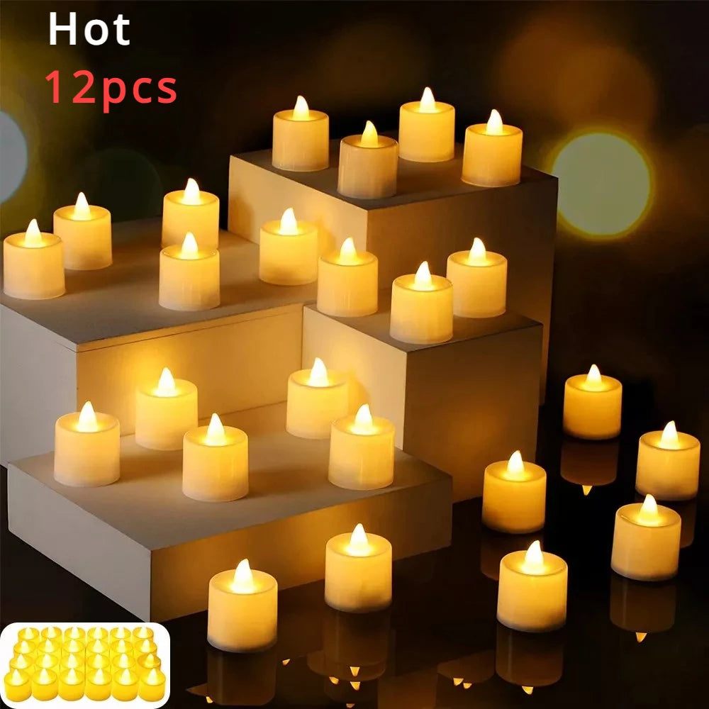 Flameless LED Tea Light Candles | Battery Powered, Set of 1/6/12