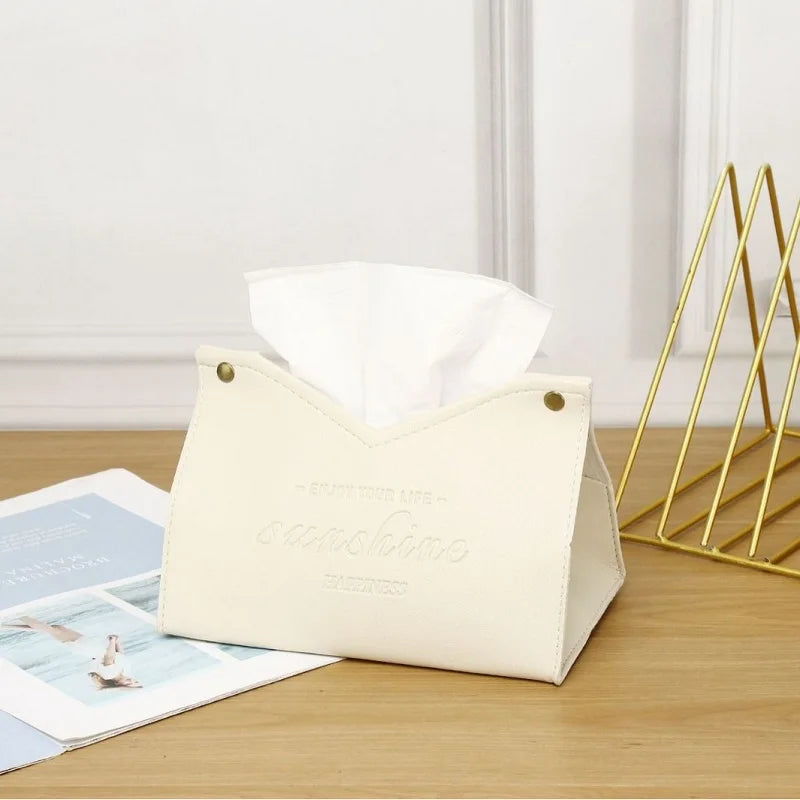Solid Color Leather Tissue Box Multi-Purpose Napkin Storage for Living Room Dining Room Environmentally Friendly Creative Home D Peaceful Pleasures Health and Wellness