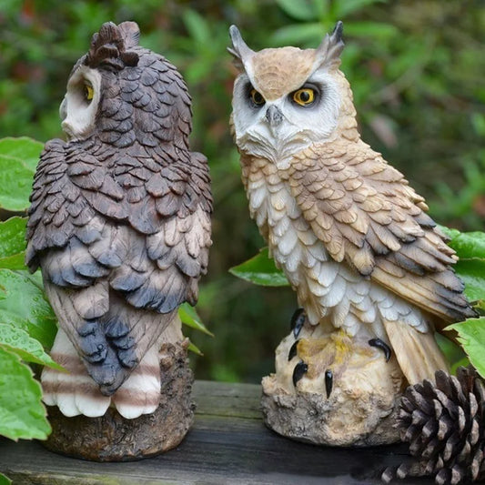 Realistic Fakes Horned Owl Bird Scarecrow Ow Figurine Porch Lawn Yard Peaceful Pleasures Health and Wellness
