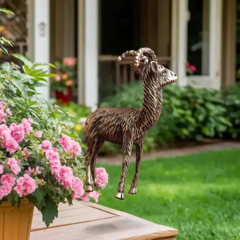 Retro Brass Goat Statue | Handmade Home Decor & Tea Pet Brass Figurine Peaceful Pleasures Health and Wellness