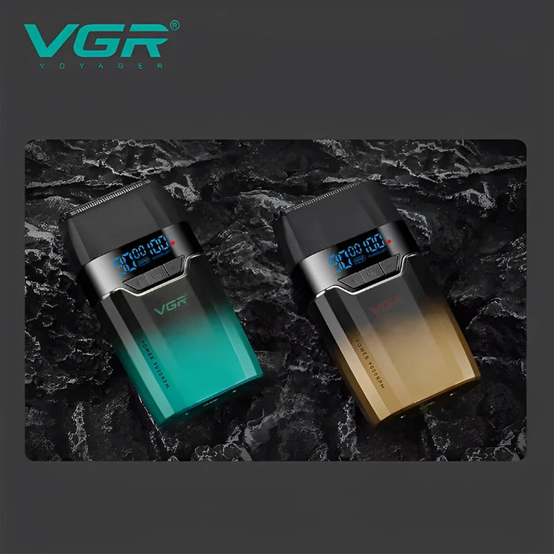 VGR New Shaver Gradient Color Body High end Hair Trimmer Intelligent Digital Display Shaver High speed Dual blade Shaver V-308 Peaceful Pleasures Health and Wellness