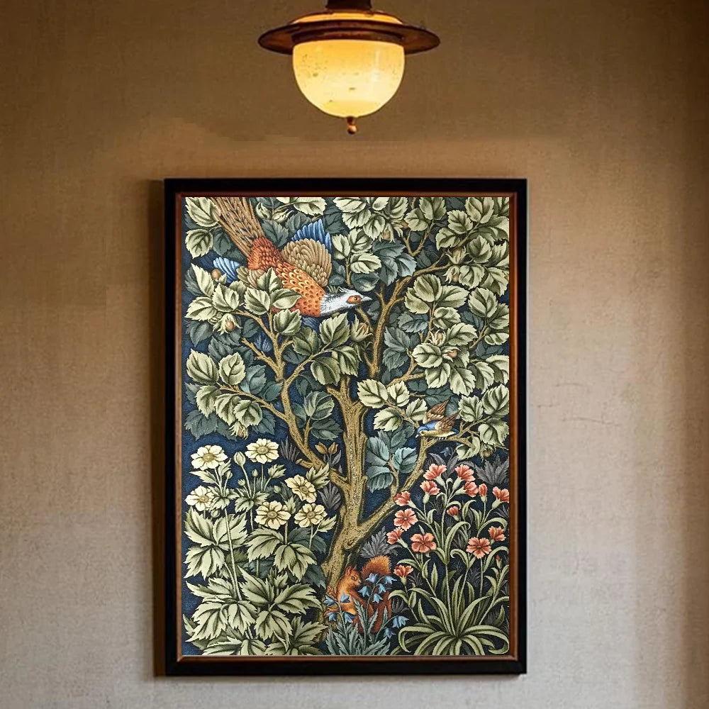 William Morris Animals & Flowers Wall Poster | HD PVC Art Decorative Wall Poster Peaceful Pleasures Health and Wellness z3 50X70cmNoframe