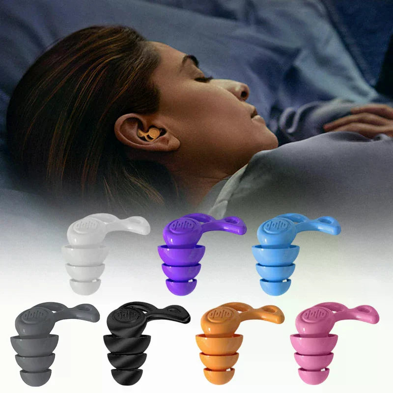 3-Layer Silicone Earplugs – Reusable Noise Blocking for Sleep