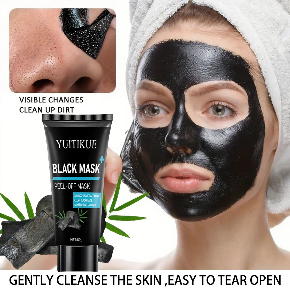 Black Peel Off Mask – Bamboo Charcoal Blackhead Remover 60g Peel Off Face Mask Peaceful Pleasures Health and Wellness
