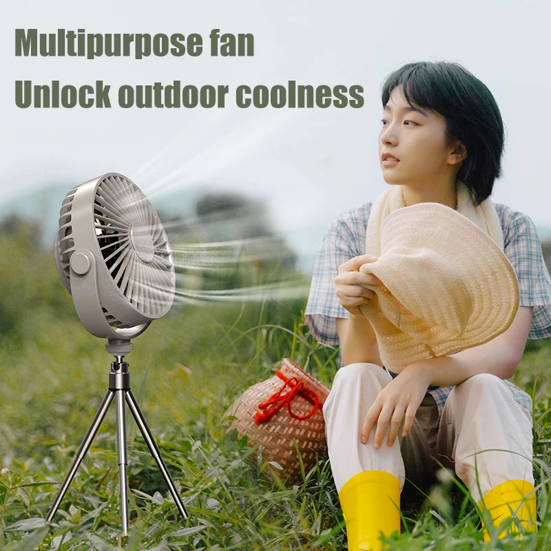 Tripod Stand Desk Air Cooling Blower Rotation Camping Ceiling Fan With Night Light Outdoor USB Chargeable Conditioning Cooler Peaceful Pleasures Health and Wellness