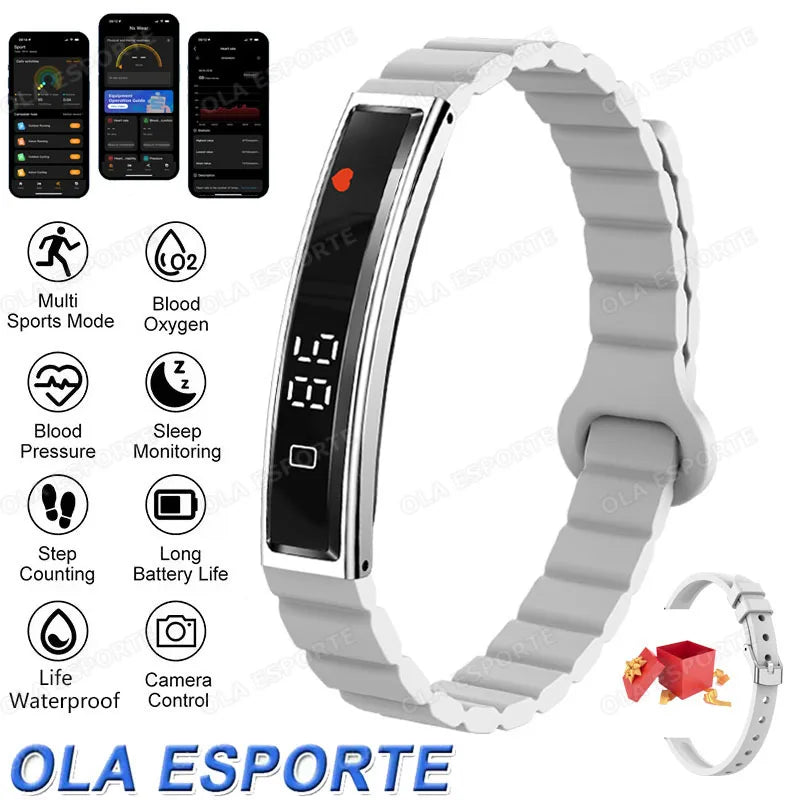 New Men Sports Smart Bracelet Heart Rate Fitness Tracker IPX8 Waterproof Smart Band Pedometer Call Reminder Smartwatches Women Peaceful Pleasures Health and Wellness Silver 1