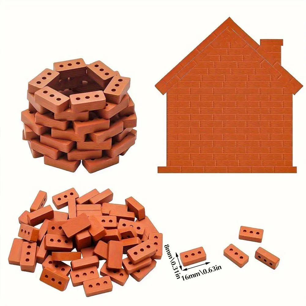 Mini Red Bricks 100/200pcs – DIY Fairy Garden Miniature Decor