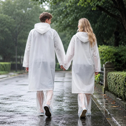 Waterproof Adult Poncho & 10 Disposable Shoe Covers Rain Set Rain Poncho Set Oasis Select