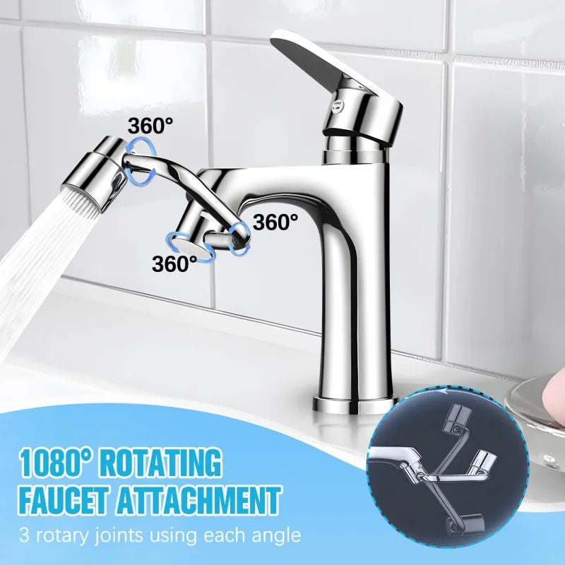Full 1080° Swivel Kitchen Faucet Extender Universal 22mm/24mm Thread Alloy Faucets Aerator Splashproof Bathroom Sink Accessories Peaceful Pleasures Health and Wellness