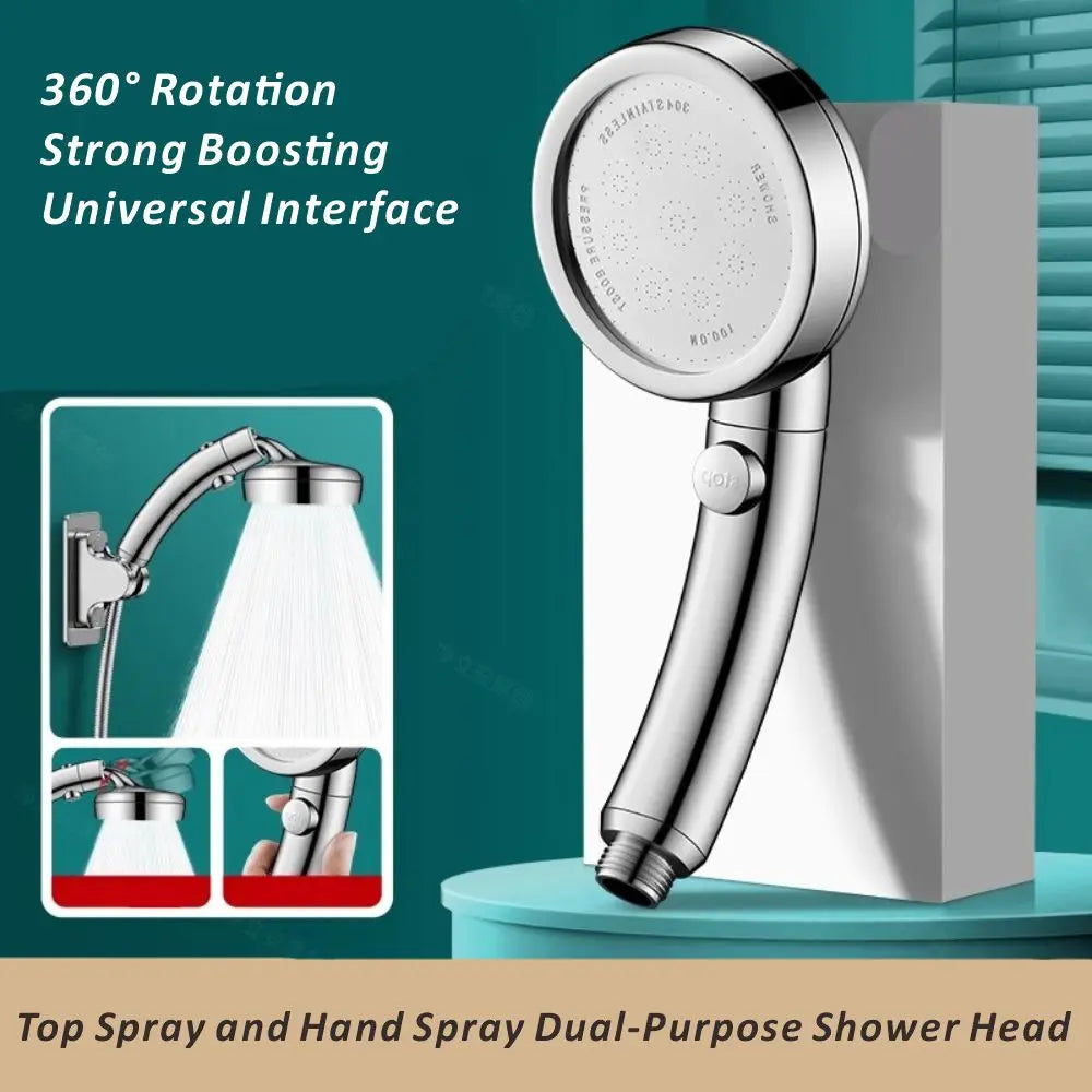 Large Panel Rainfall Shower Head | High Pressure & Stop Button