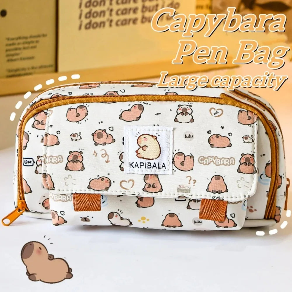 Large Round Pencil Case – Fabric Stationery Organizer for Students