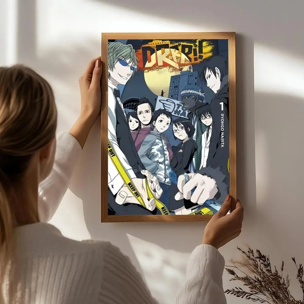 Anime D-Durarara!! Poster HD Self Adhesive Waterproof Wall Art Ideal for Home Office Dorm Bedroom Great Gift Peaceful Pleasures Health and Wellness White8 15X20cmNoframe