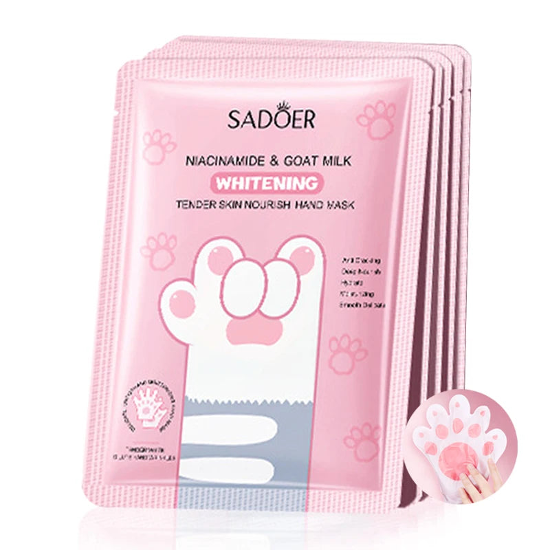 Goat Milk Hand Mask Gloves – Moisturizing & Firming (5 Pairs)