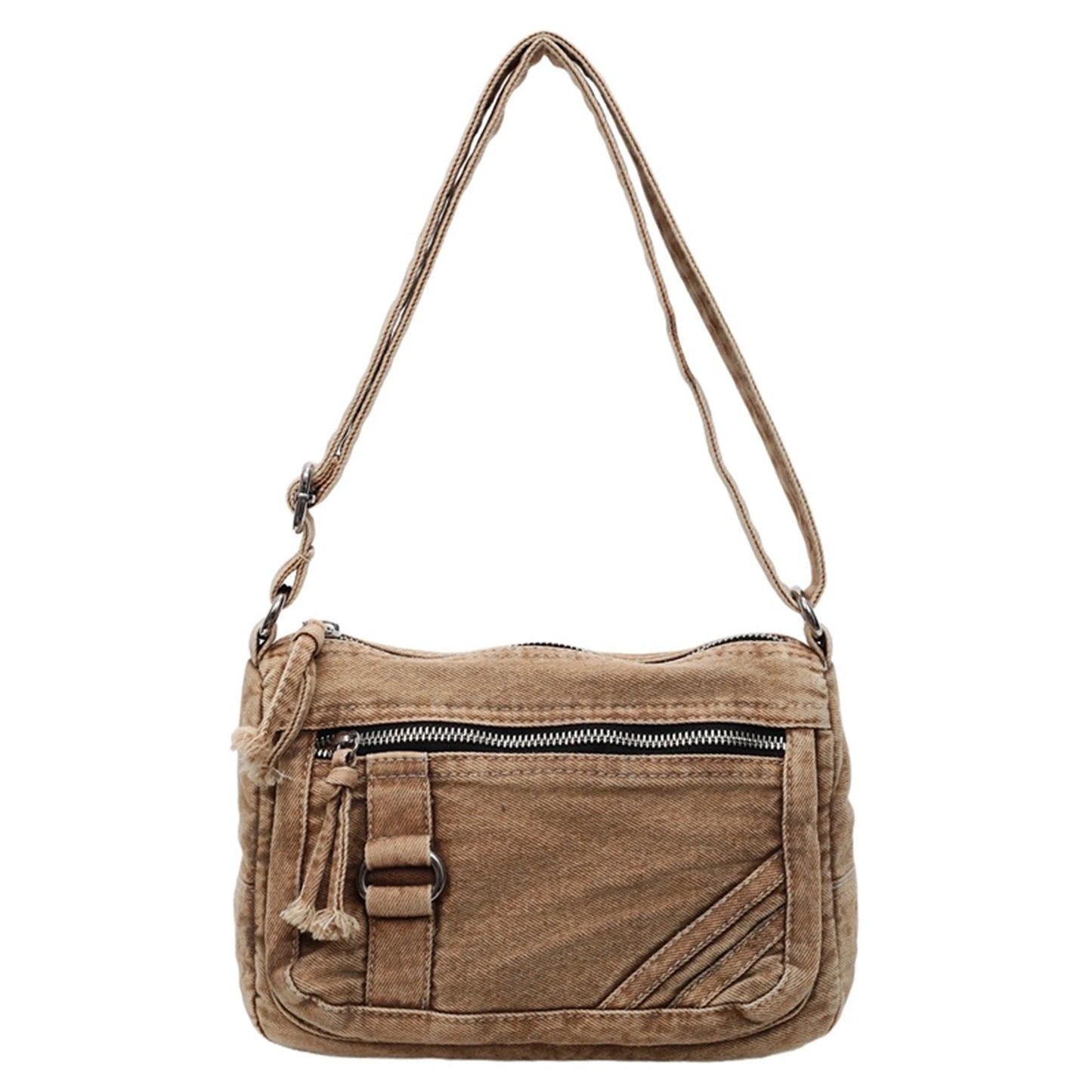 Simple Denim Purse Crossbody Bags Portable Hands-Free Purse Casual Handbags for Daily Shopping Travel Peaceful Pleasures Health and Wellness Brown