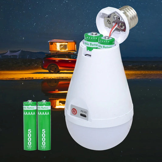 Flicker-Free LED Bulb Light Portable 20W 30W Emergency Bulb Courtyard Outdoor Bulb Removable Battery LED Charging Light Bulb Peaceful Pleasures Health and Wellness