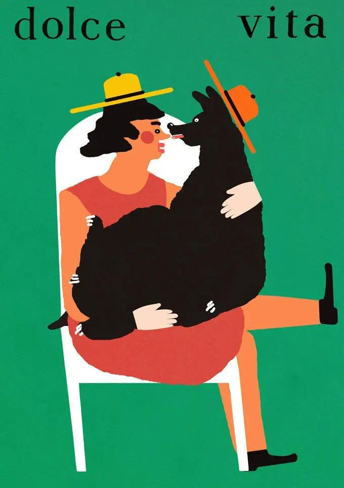 Original Polish Funny Abstract Animal Retro Poster Canvas Printing World Cat Day Dog Storks Wall Art Club Room Home Bar Decor Peaceful Pleasures Health and Wellness
