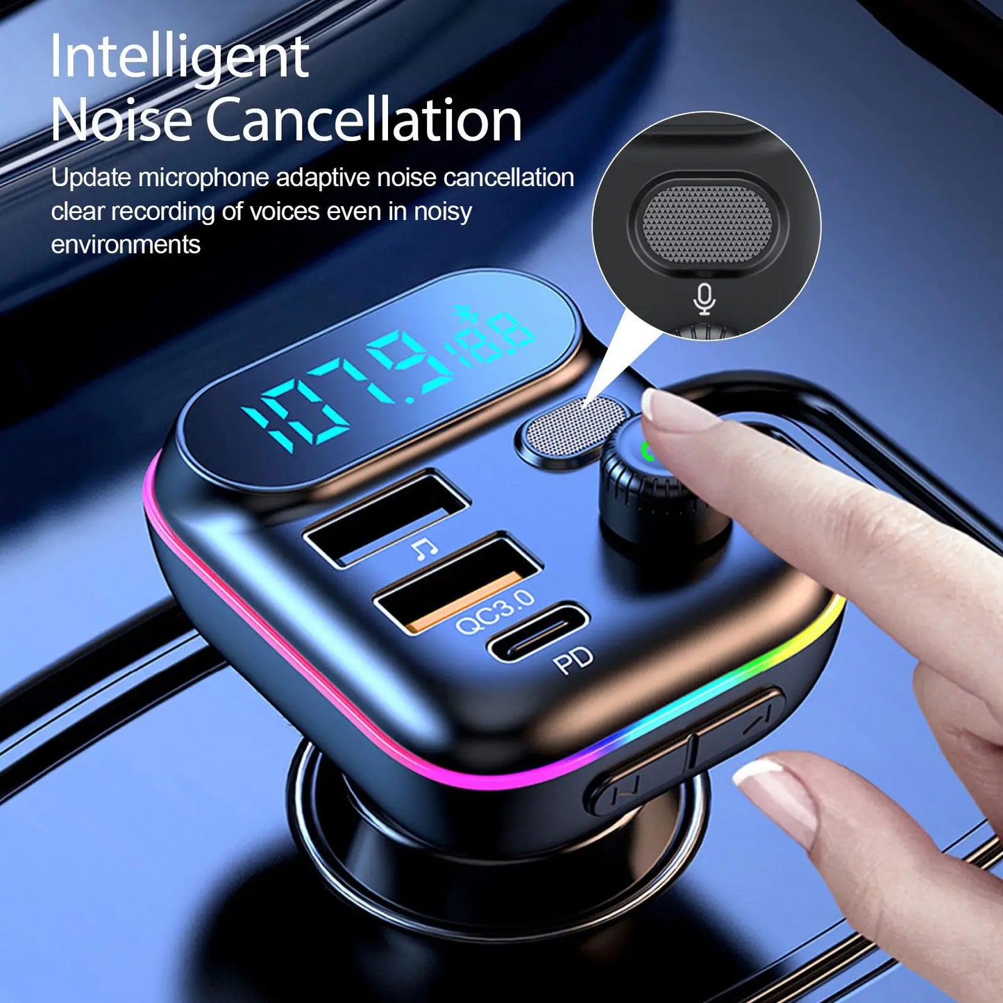 Car Bluetooth MP3 player FM Transmitter Bluetooth 5.0 FM Transmitter USB PD Car Fast Charger Electronic Accessories Peaceful Pleasures Health and Wellness