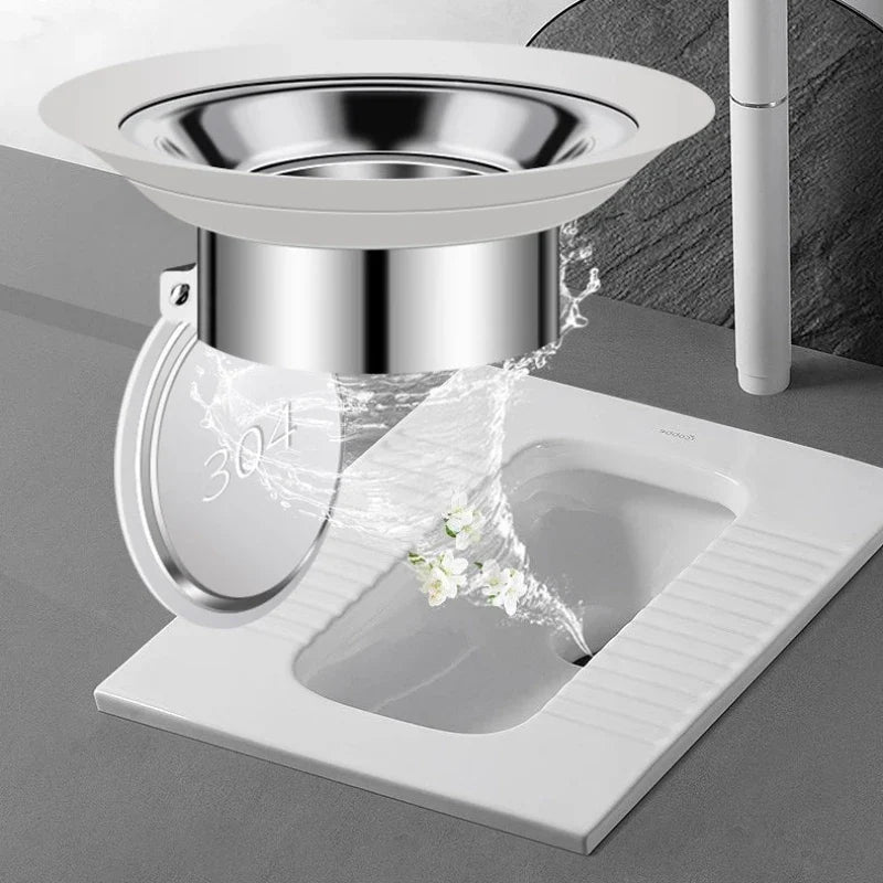 Stainless Steel Squat Toilet Drain Plug | Odor & Overflow Blocker
