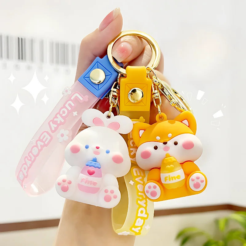 Luck Drinks PVC Cartoon Keychain | Cute Bag Charm & Gift