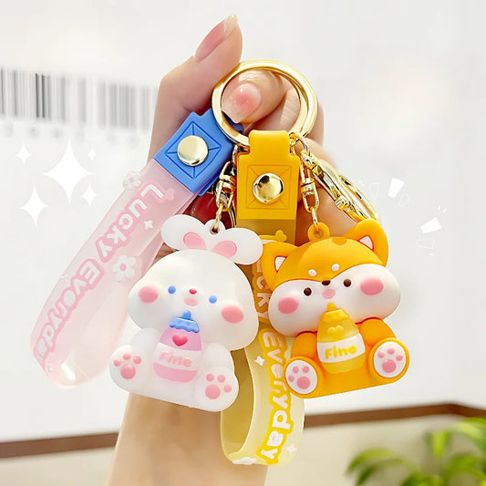 Luck Drinks PVC Cartoon Keychain | Cute Bag Charm & Gift Novelty Keychain Peaceful Pleasures Health and Wellness