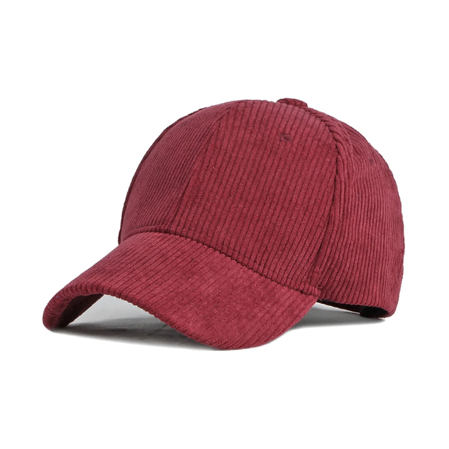 Fashion Corduroy Baseball Cap Soft Adjustable Solid Color Winter Baseball Caps for Mountaineering Traveling Peaceful Pleasures Health and Wellness Wine red