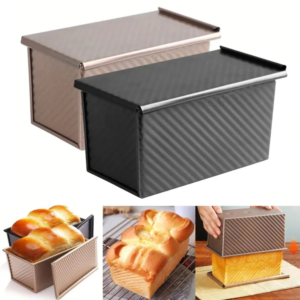 Pullman Loaf Pan with Lid – 1lb Non-Stick Carbon Steel Bread Pan