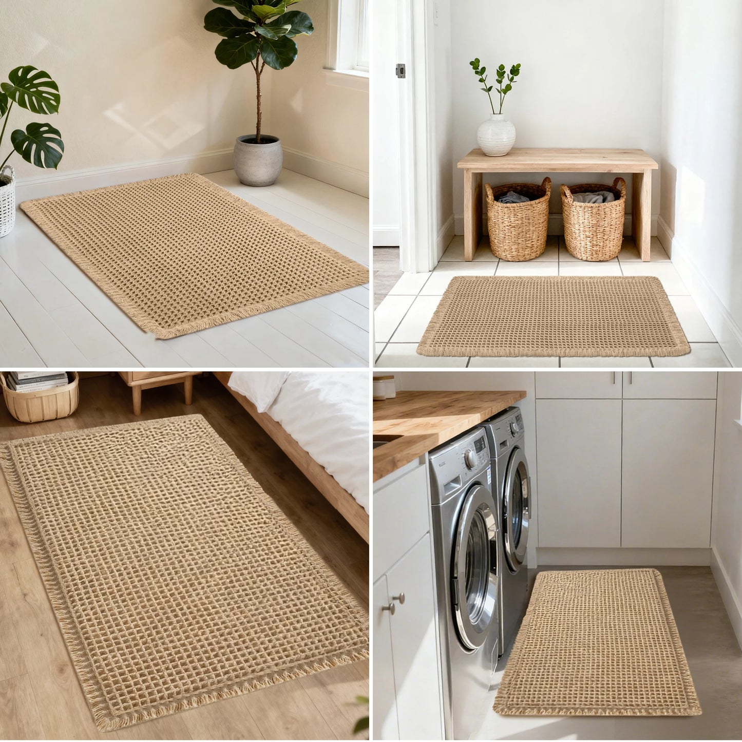 Super Absorbent Bath Mat with Non Slip Backing Waffle Textured Bathroom Rug for Shower Tub Quick-Dry Bath Mat Floor Protection Peaceful Pleasures Health and Wellness