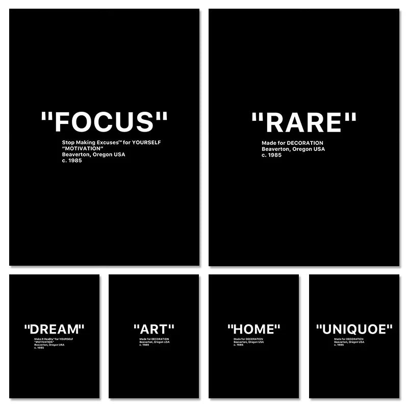 Black & White Minimalist Motivational Quote Canvas Wall Art