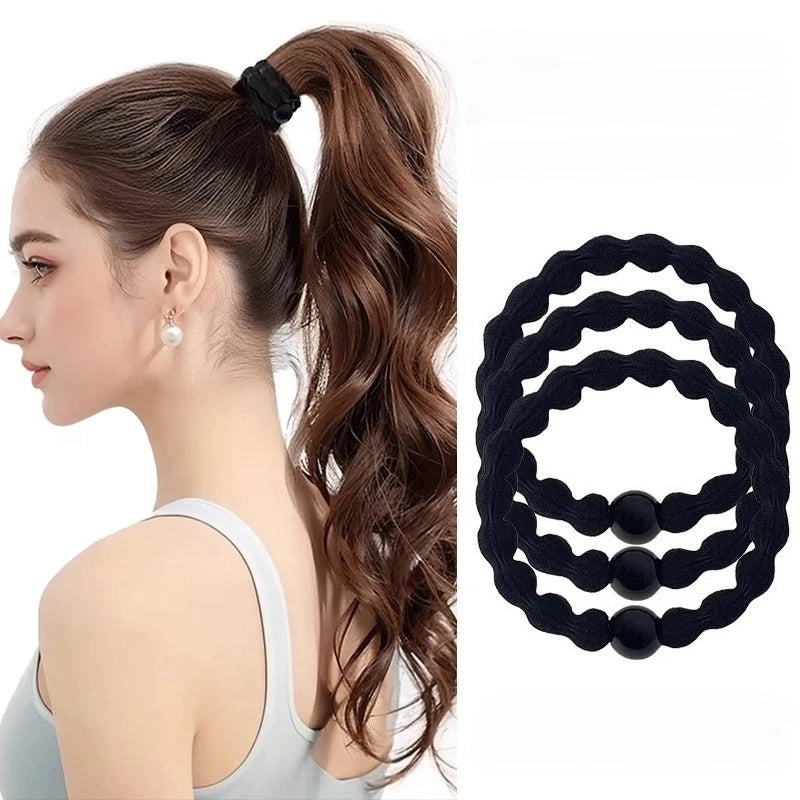 Sporty Hair Ties Strong Hold Elastic Bands 5/10 Pack – Black